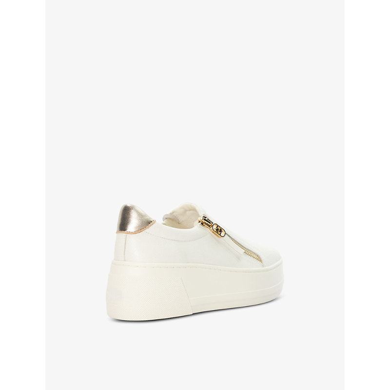 Womens White-leather Episodic Zip-embellished Flatform Leather Trainers