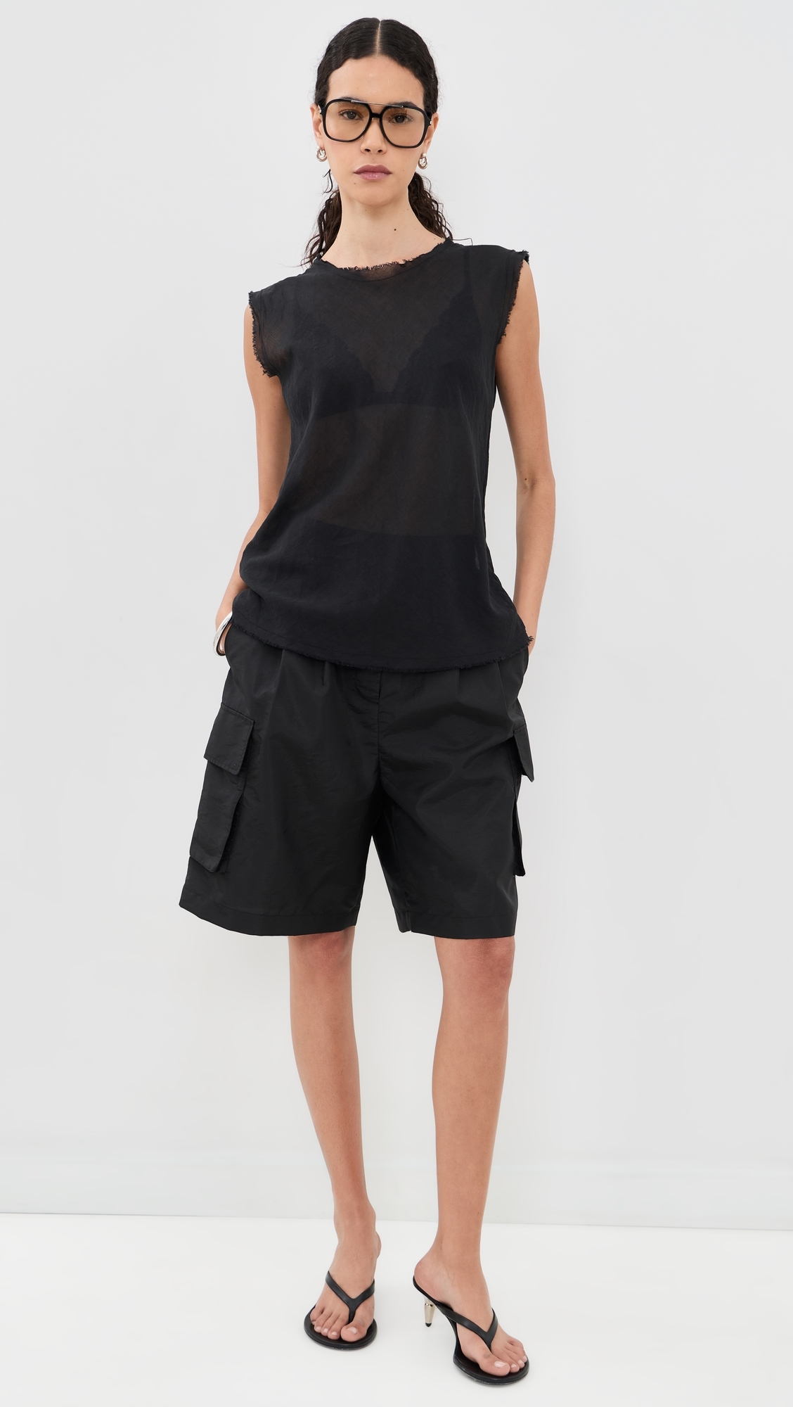 Iris Gauze Tank Black