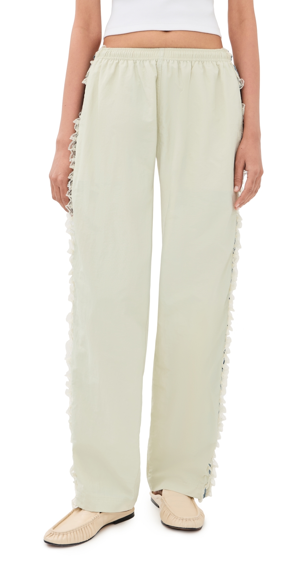 Wilbur Ruched Stripe Pants Ivory/Blue