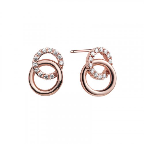 CRJ5027E-RG cubic double circle earrings