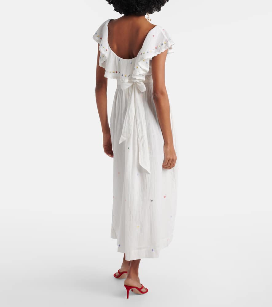 Ebony embroidered cotton midi dress