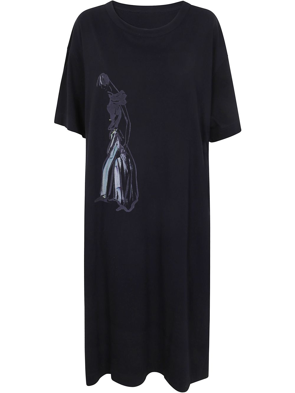 Graphic-print midi dress - Black