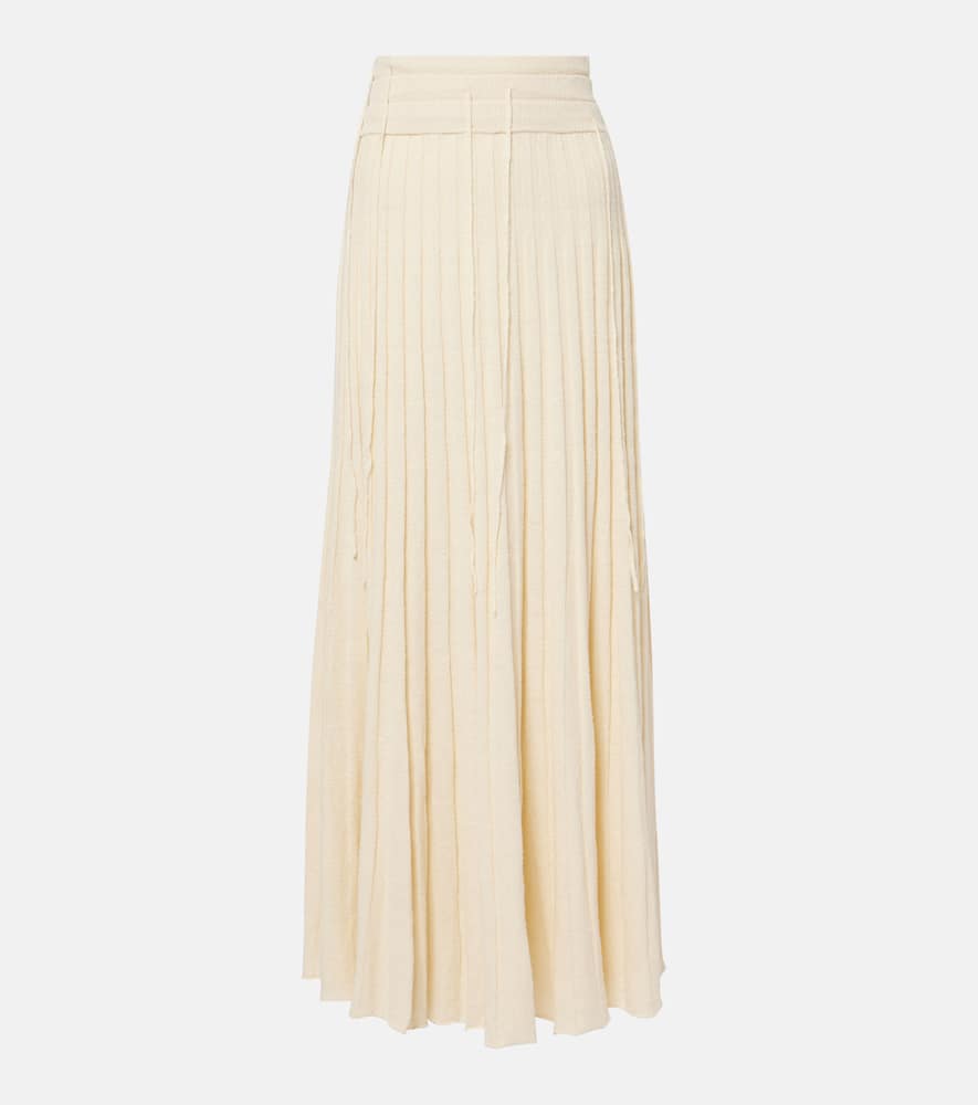 Linen and silk-blend maxi skirt