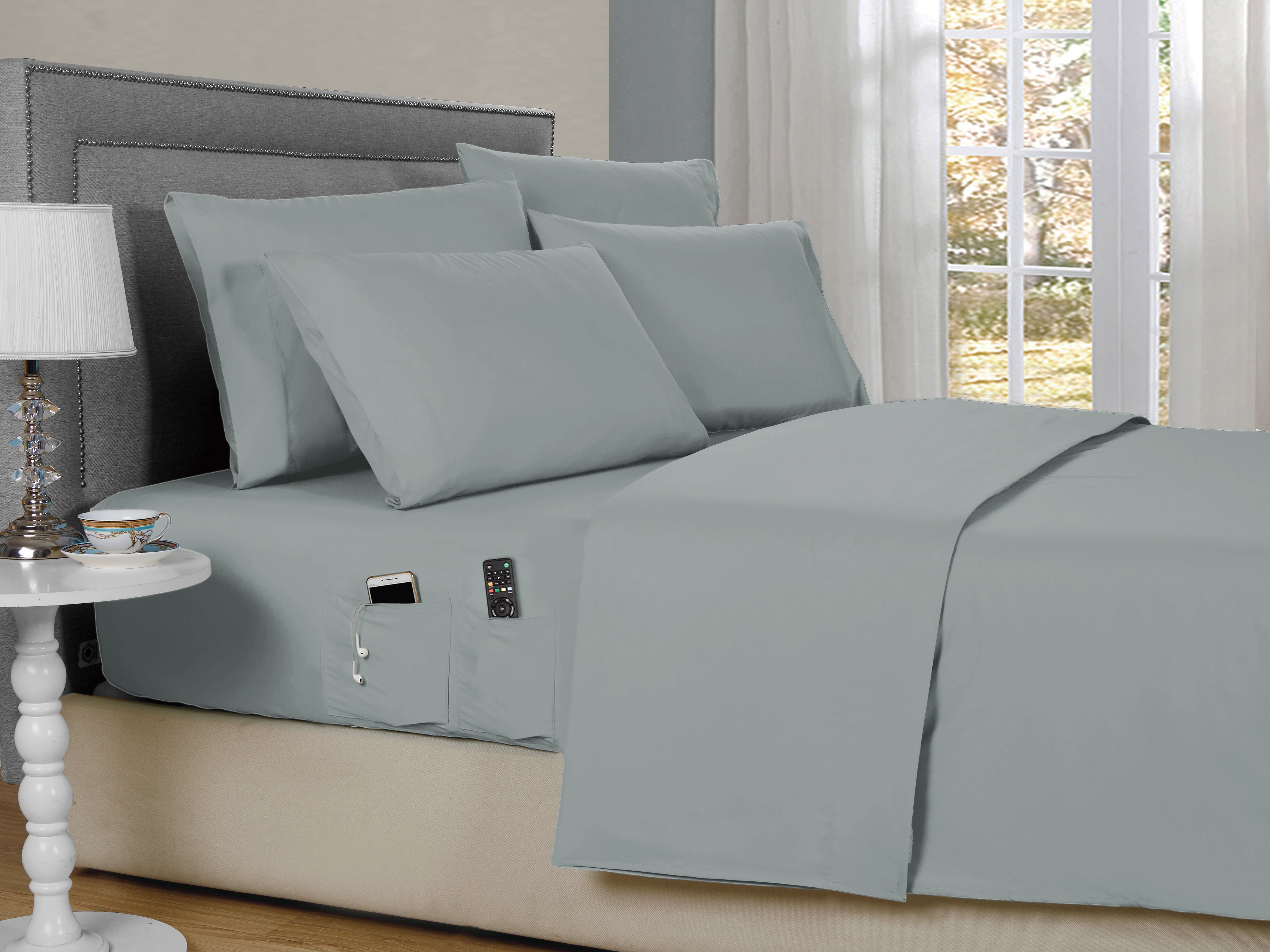 6-Piece Smart Pocket Sheet Sets w/ Side Pocket by Bed Bath Fashions