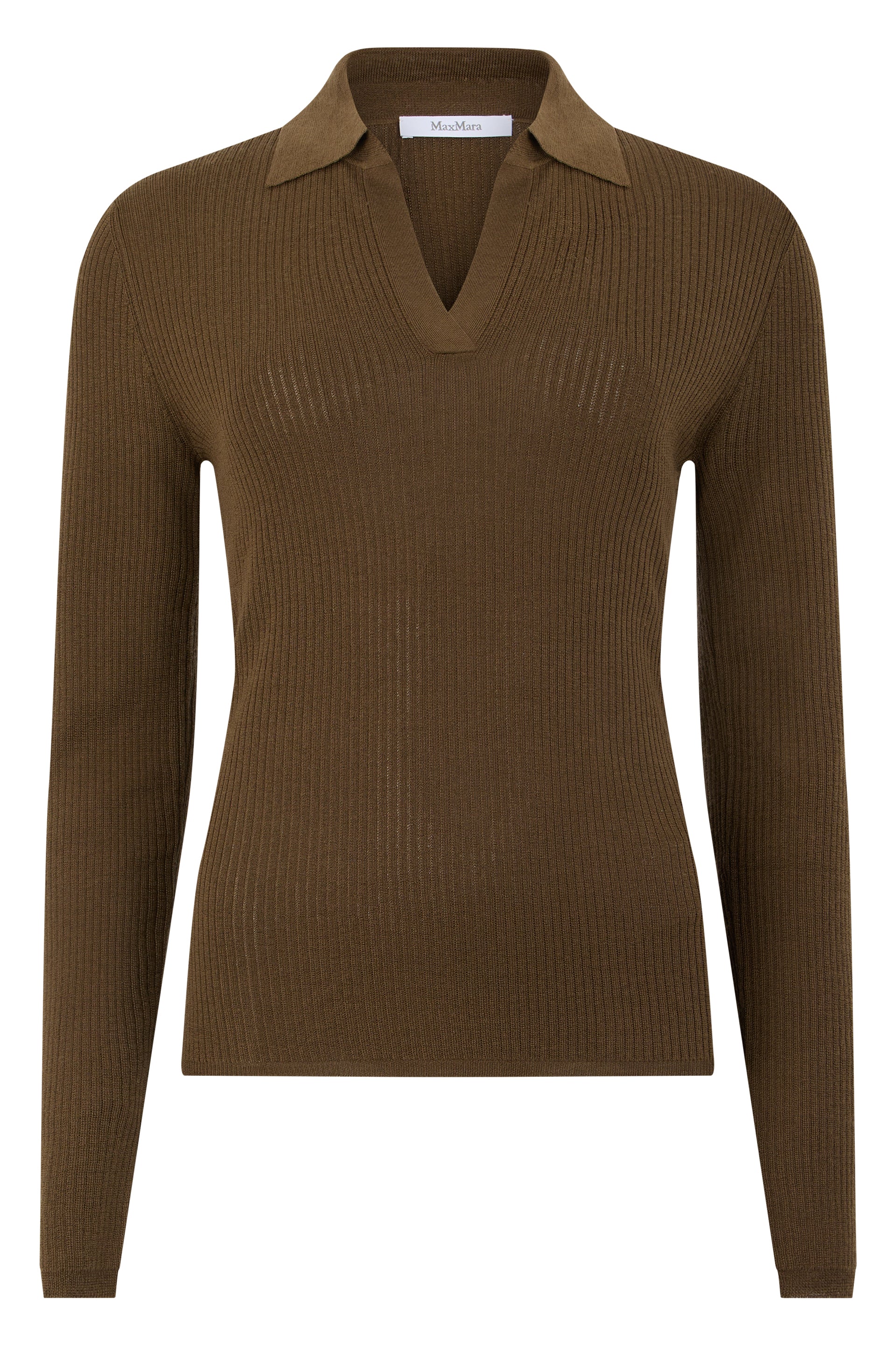 Long-Sleeve Polo Sweater in Silk-Cashmere Blend