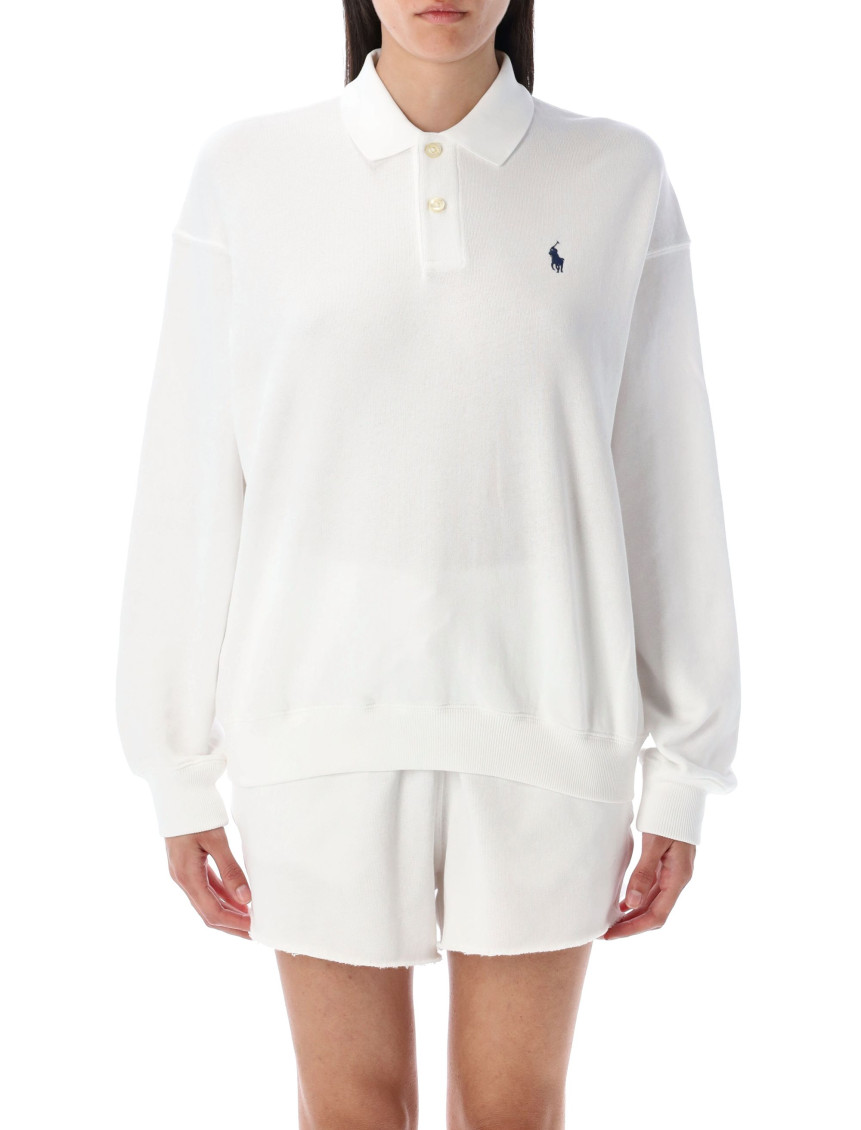 White Knit Collar Sweatshirt