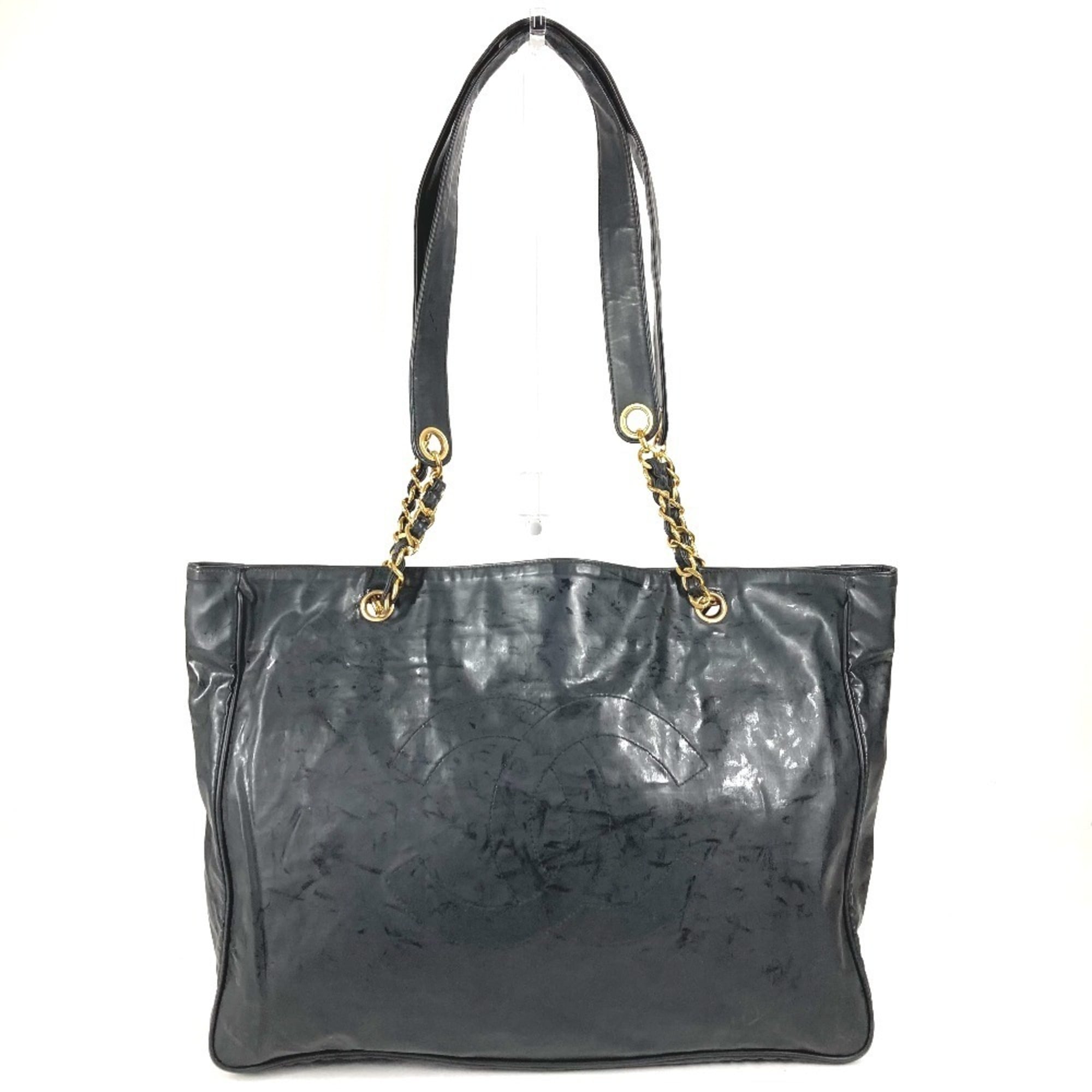 Chanel Black Coated Canvas Shoulder Bag Tote Bag Pre-Owned