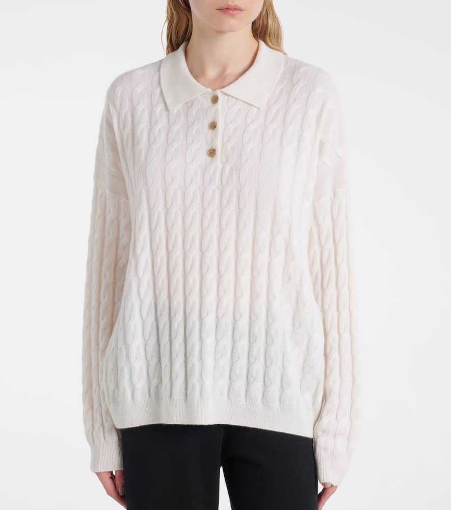 Magnolie cable-knit cashmere polo sweater
