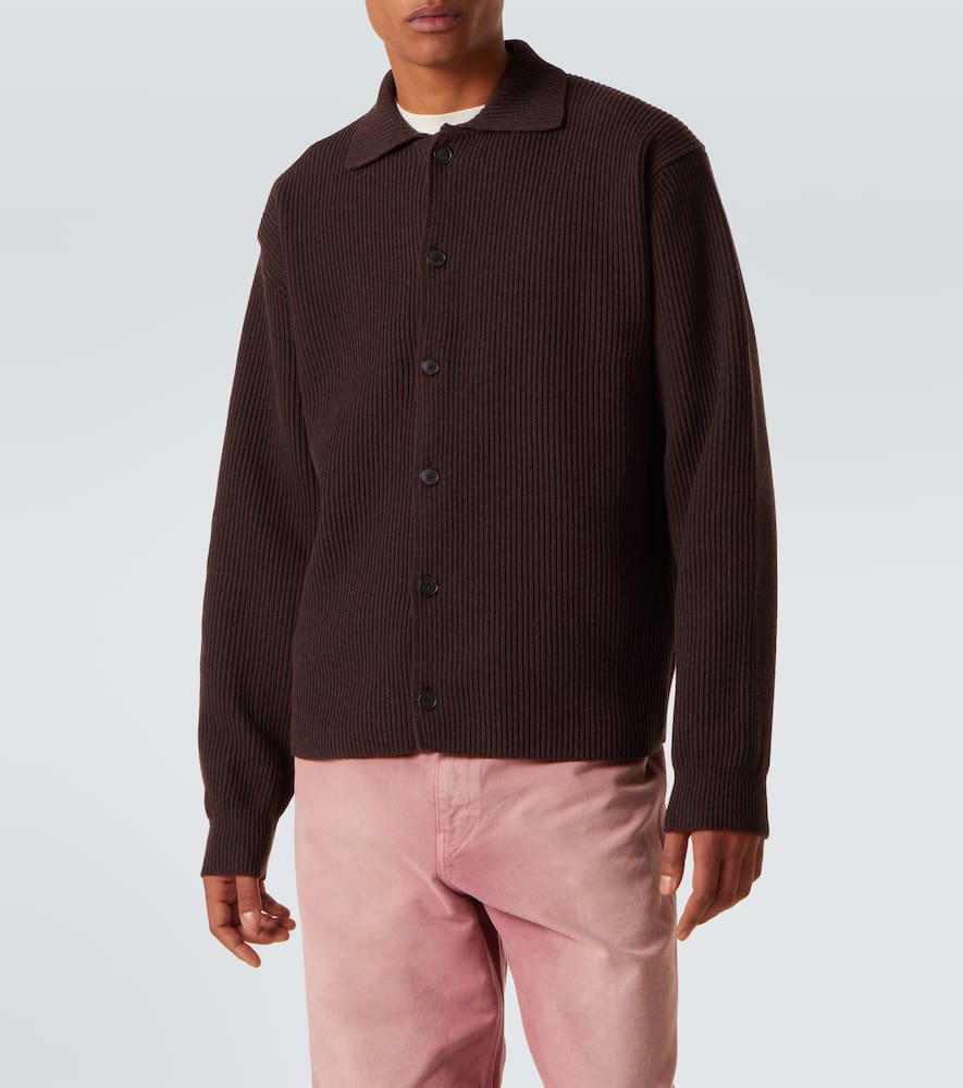 Ribbed-knit wool cardigan