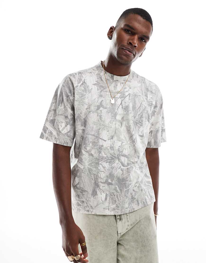 Hollister relaxed soft stretch t-shirt in cream camo-Neutral