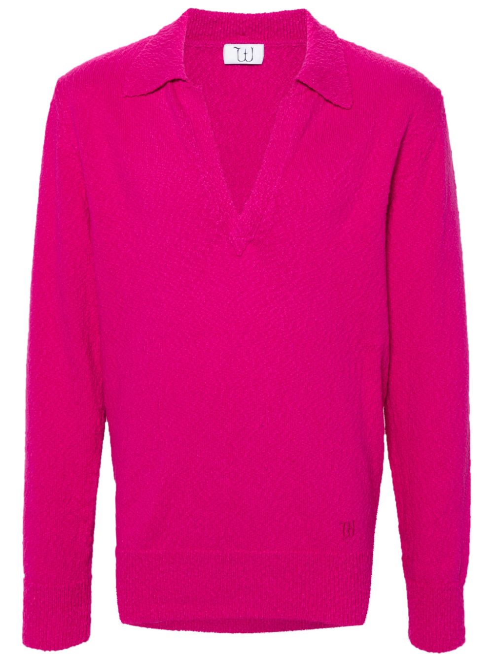 Split-neck bouclé jumper - Pink