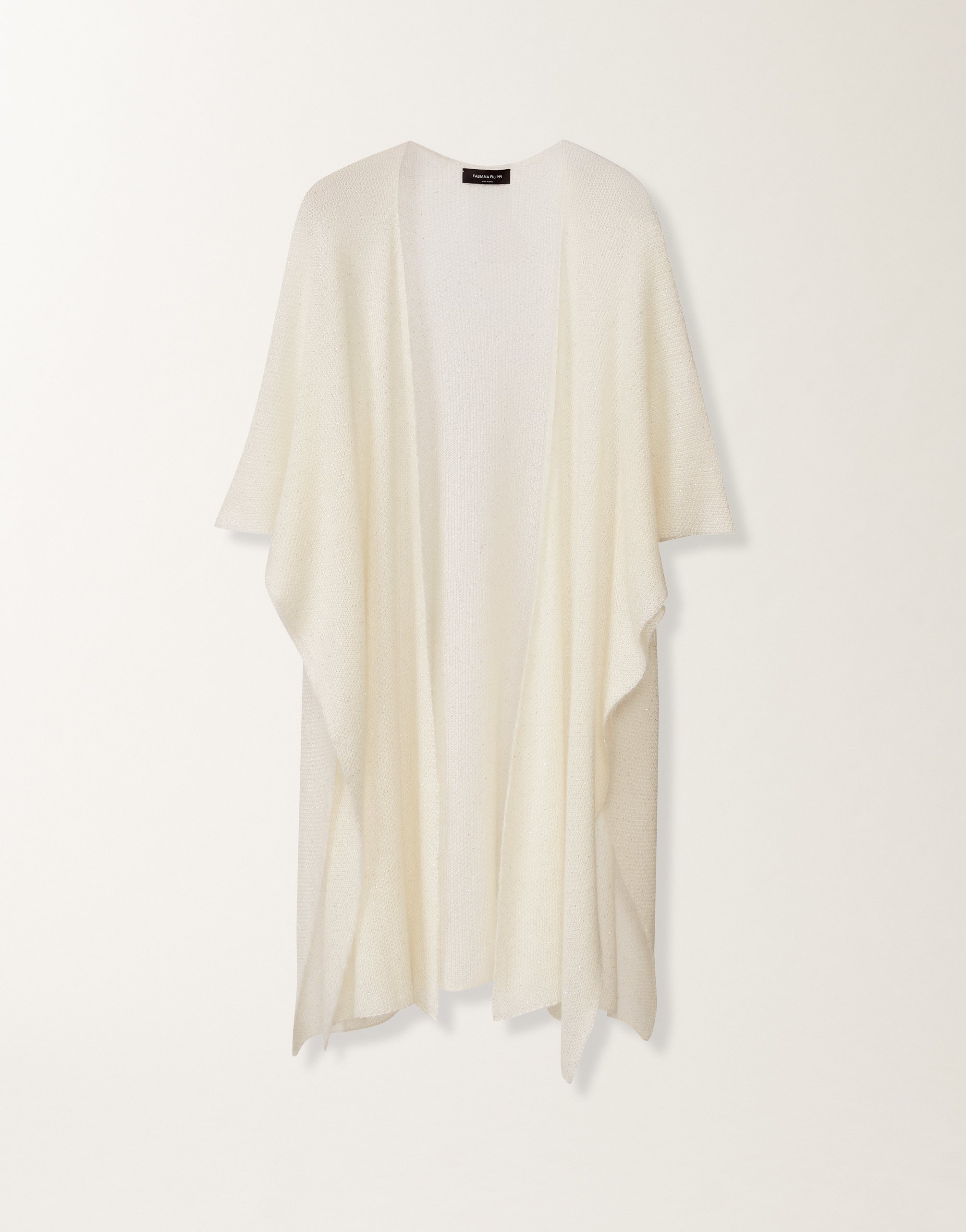 Mohair cape with sequins, raffia