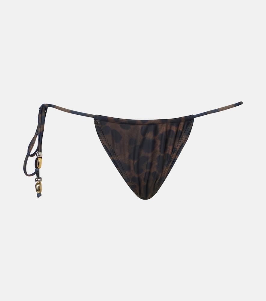 Beaded printed bikini bottoms