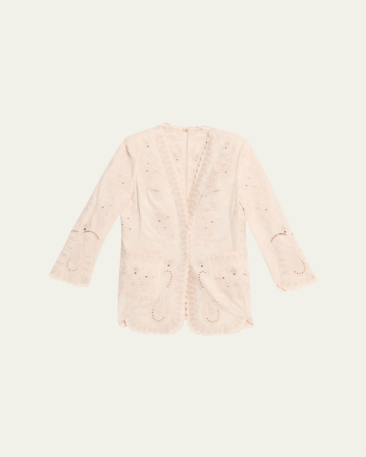 Lace Embroidered Cotton-Linen Jacket