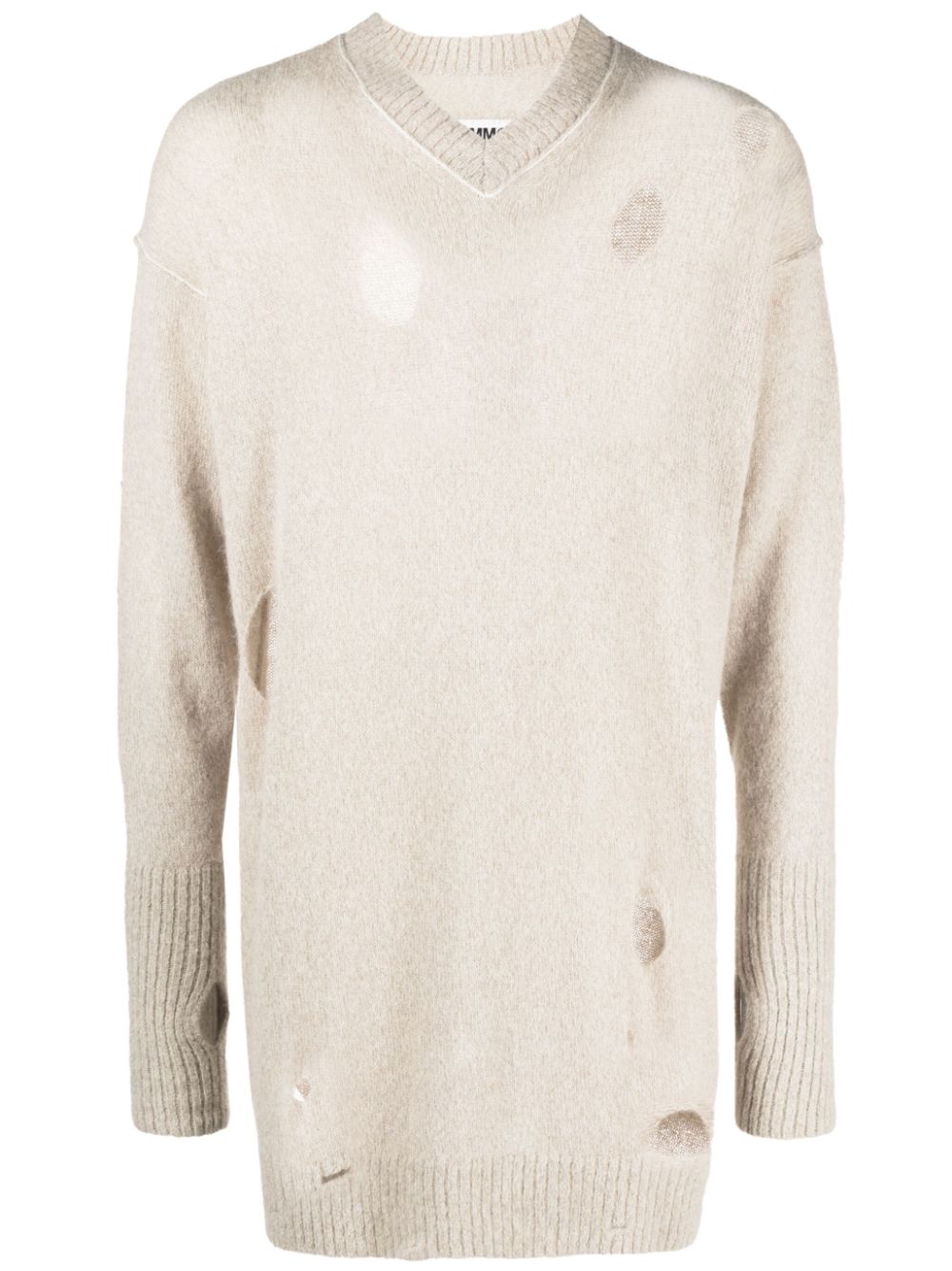 Distressed-effect knitted jumper - Neutrals