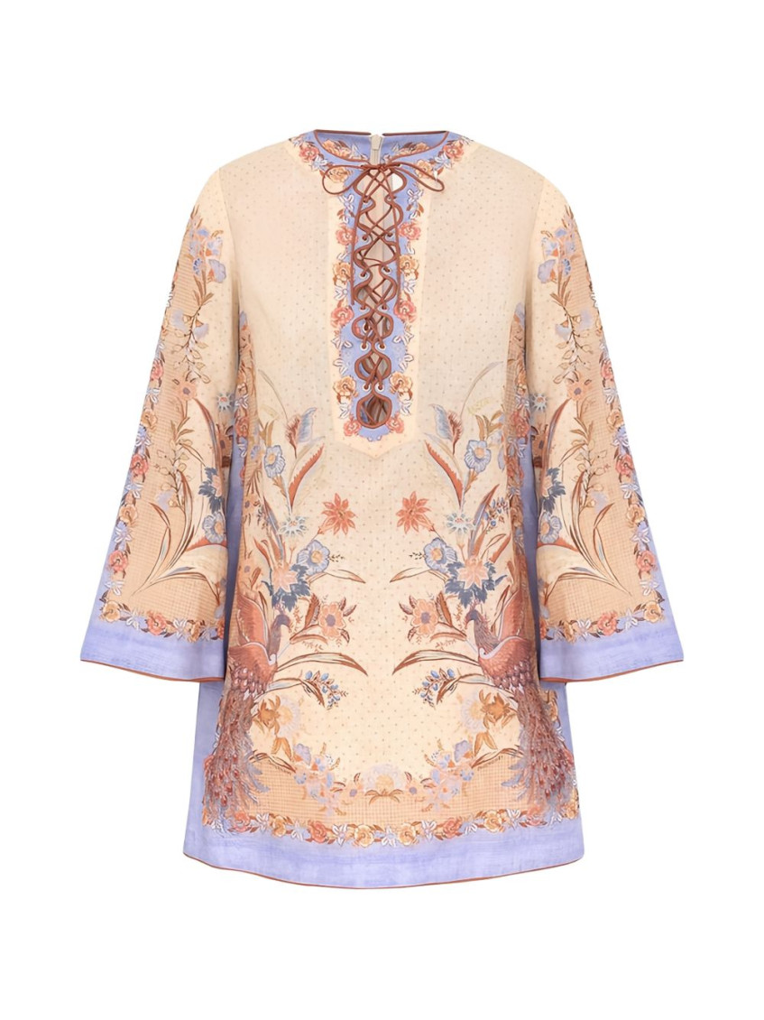 Zimmermann - indra linen dress contrast trim flora
