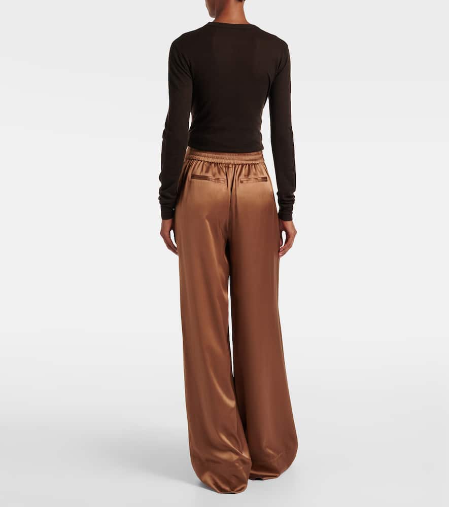 Dijon silk satin wide-leg pants