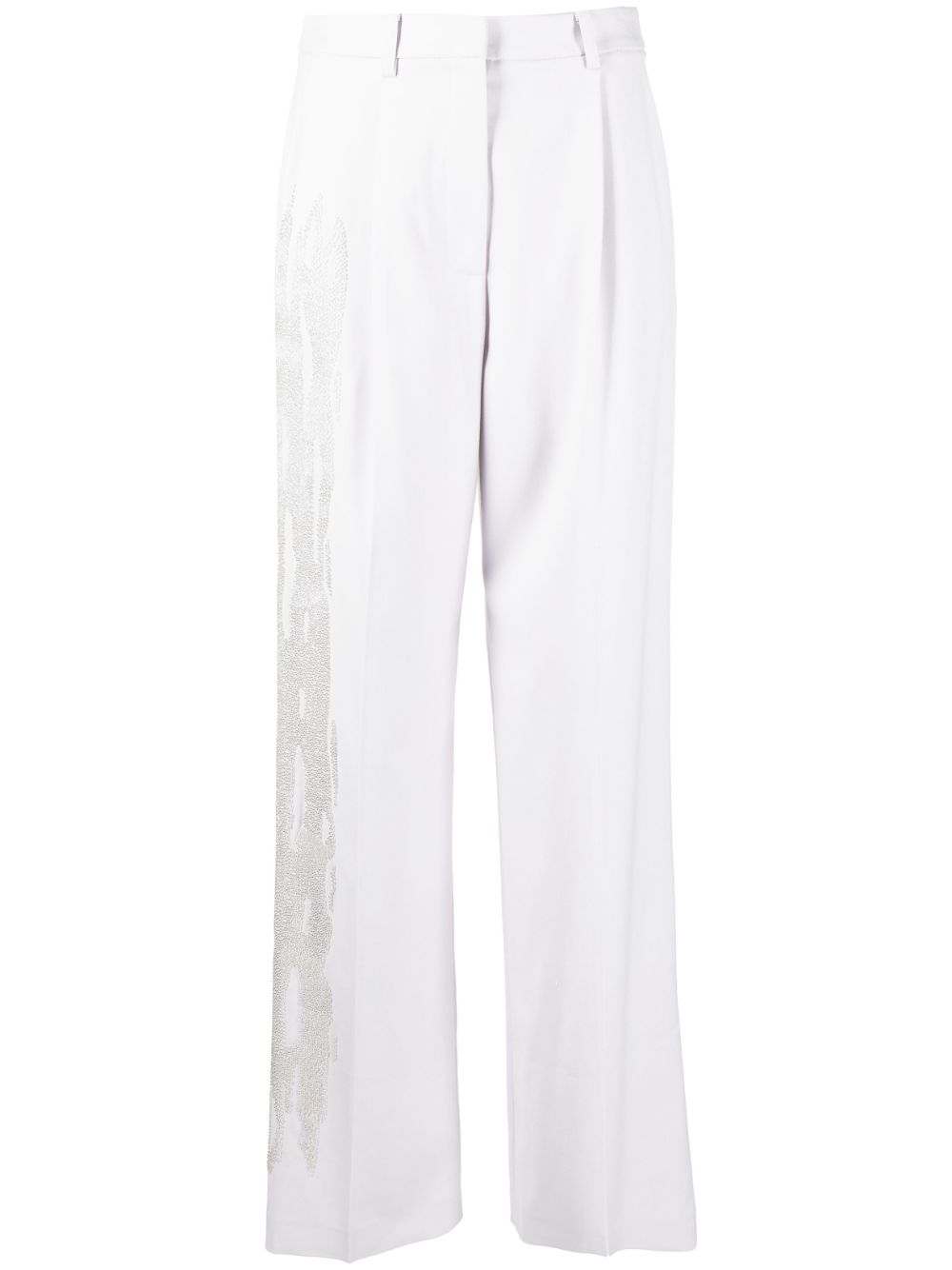 Bead-embellished straight-leg trousers - Grey