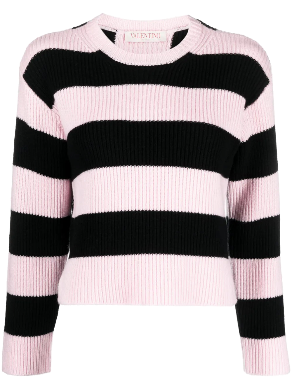 Striped Virgin Wool Sweater — Pink