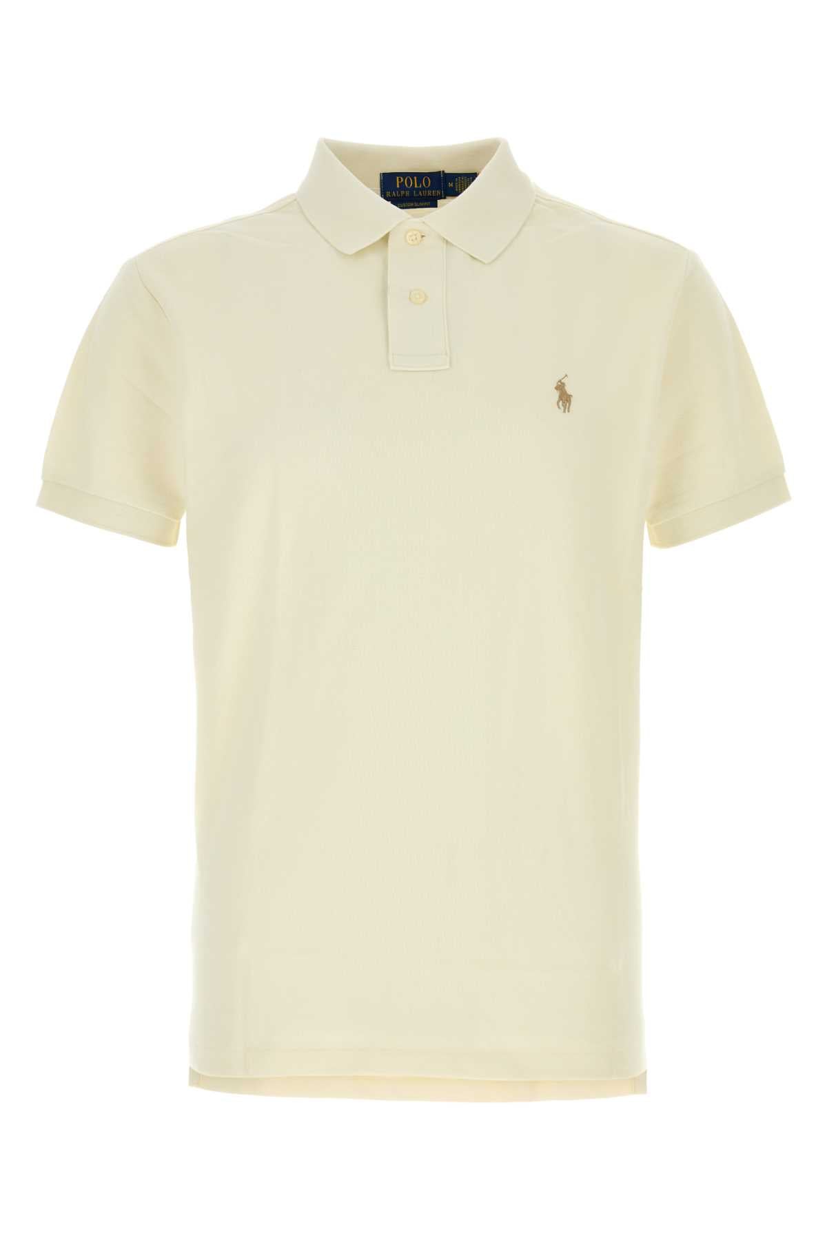 Cotton Piquet Polo Shirt — Beige