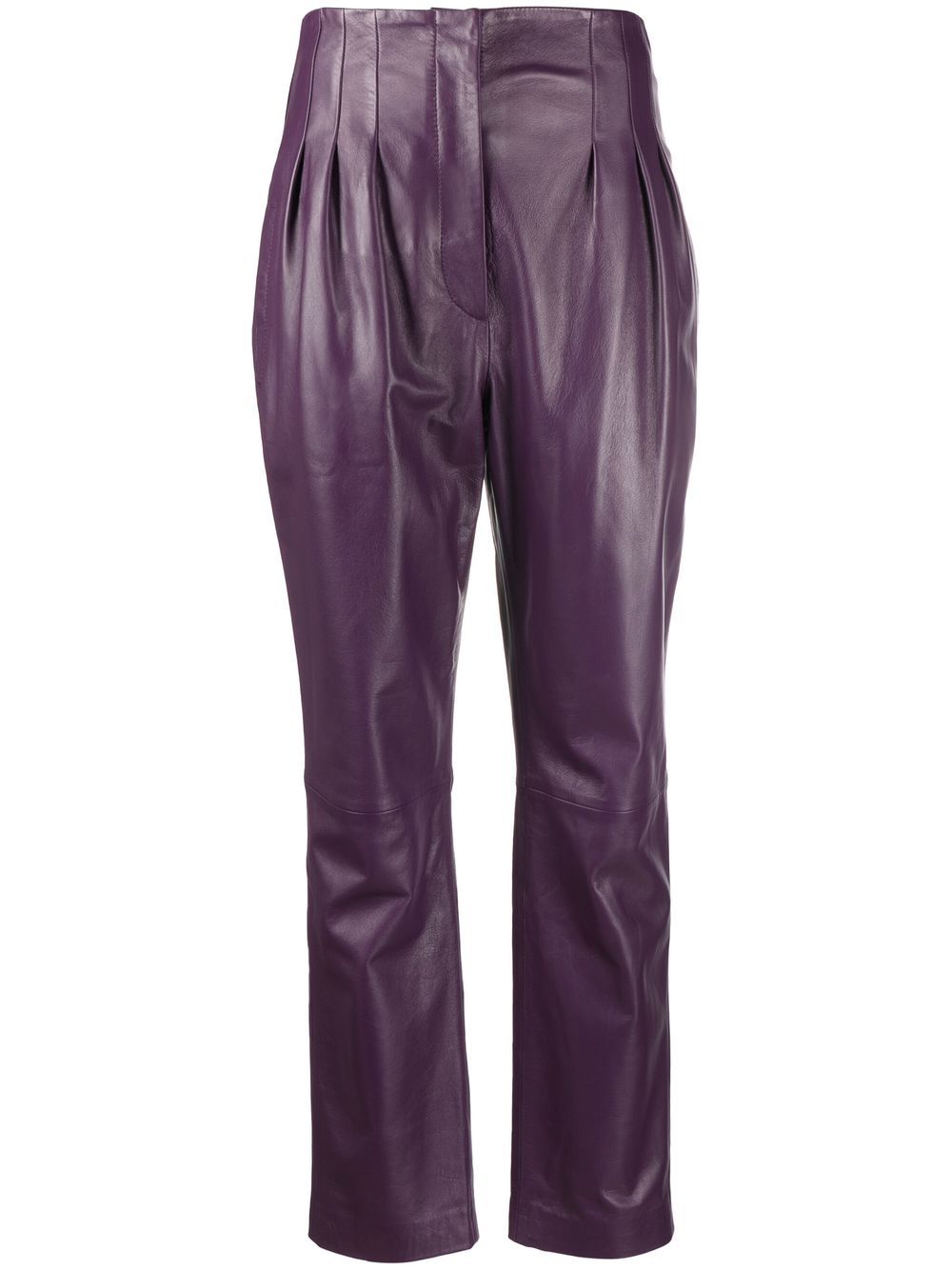 Tapered-leg leather trousers - Purple