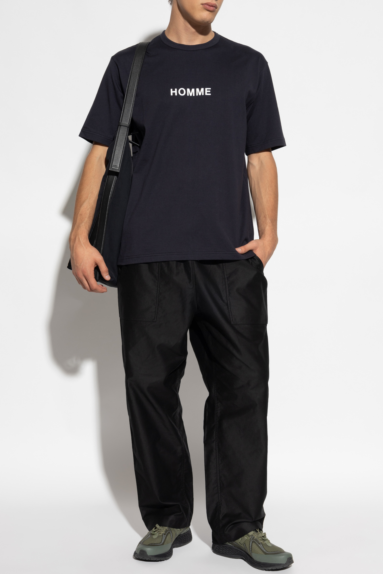 T-shirt With Printed Logo, Men's, Black