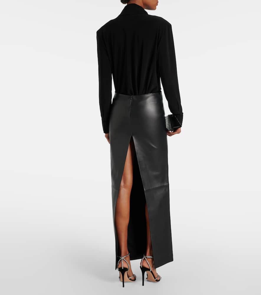 Mônot Low-rise leather maxi skirt