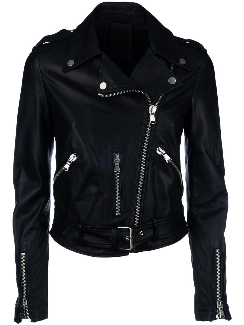Zip-down biker jacket - Black