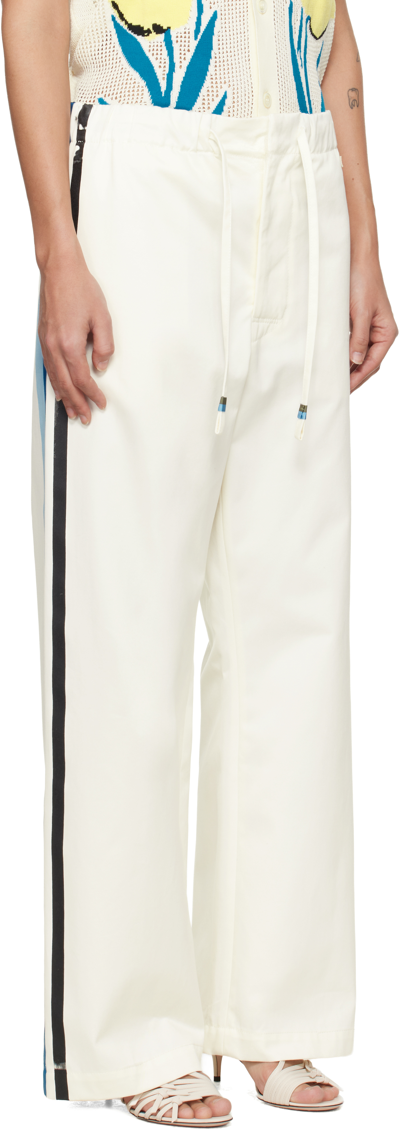 Off-White Stripe Straight Leg Trousers