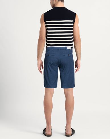 Man Shorts & Bermuda Shorts Navy Size 32 Cotton, Linen, Elastane