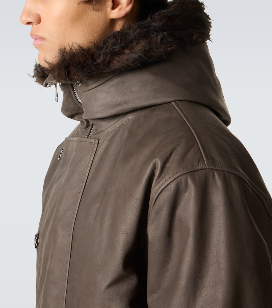 Compel shearling-trimmed leather jacket