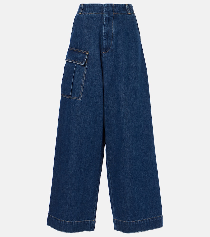 High-rise denim wide-leg pants