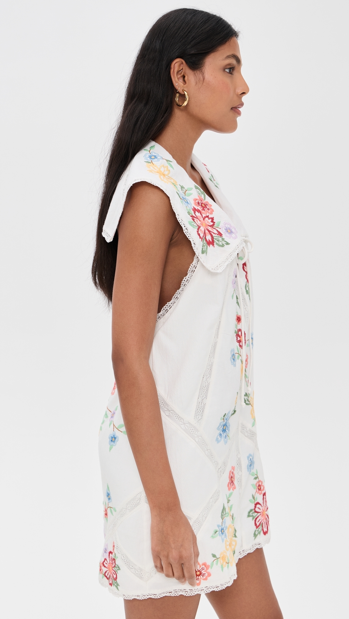 Free People Willow Embroidered Mini Dress Ivory