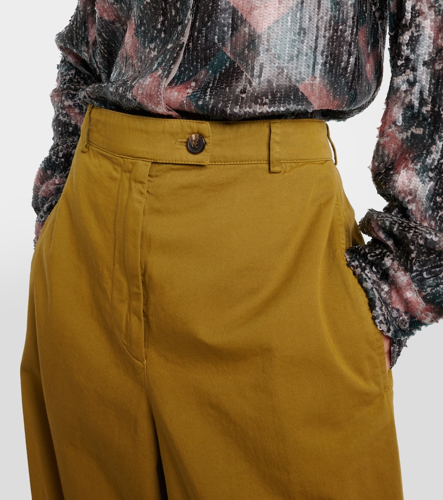 High-rise cotton wide-leg pants