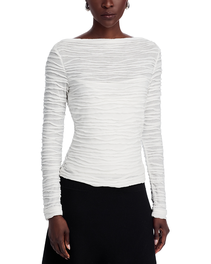 Ruched long-sleeve top - Black