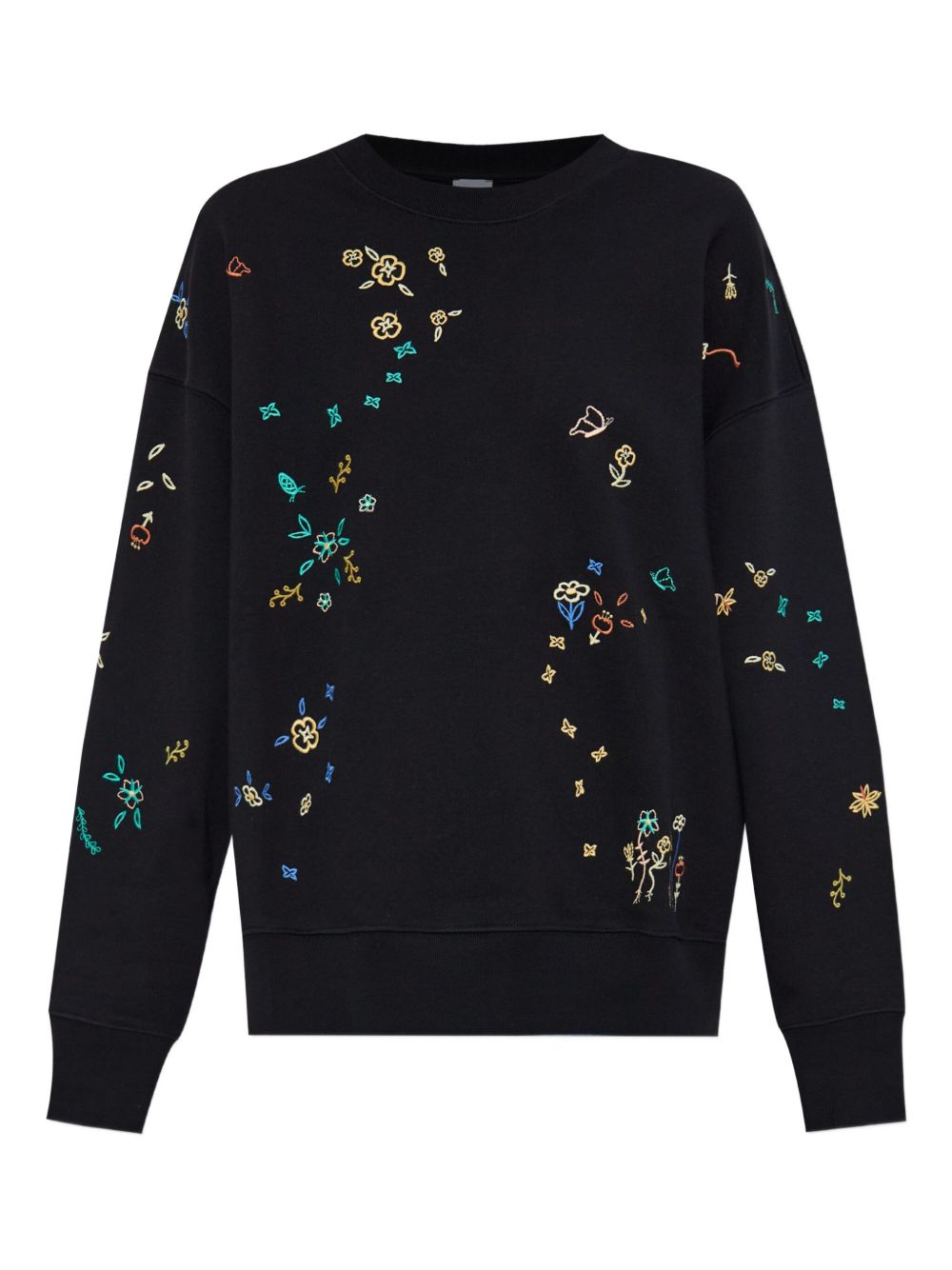 Embroidered-floral sweatshirt - Black