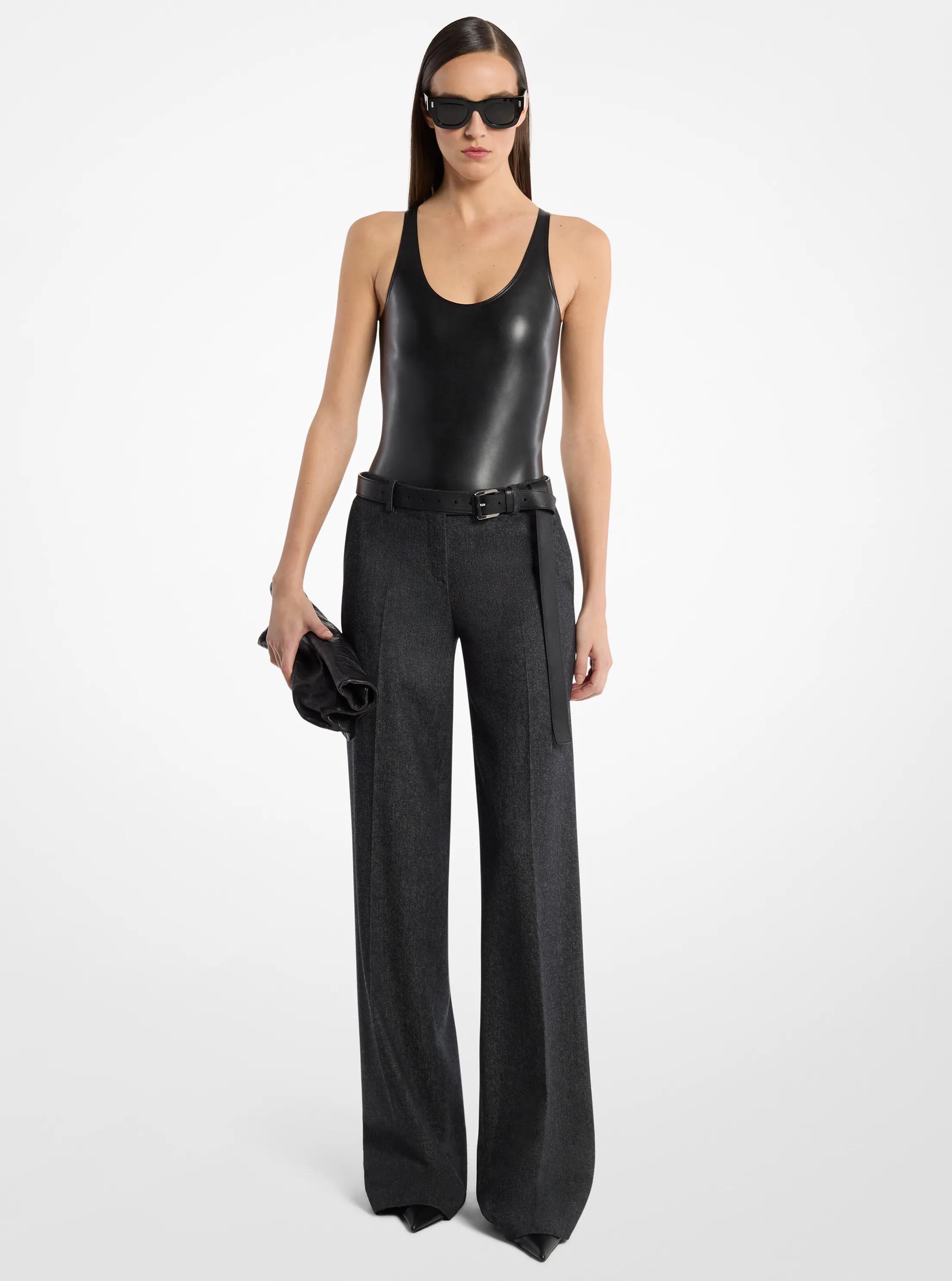 Camilla Wool Denim Wide-Leg Trousers