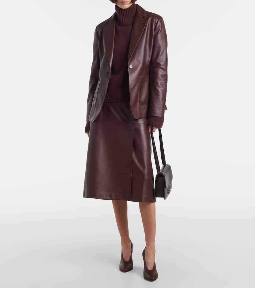 Leather midi skirt