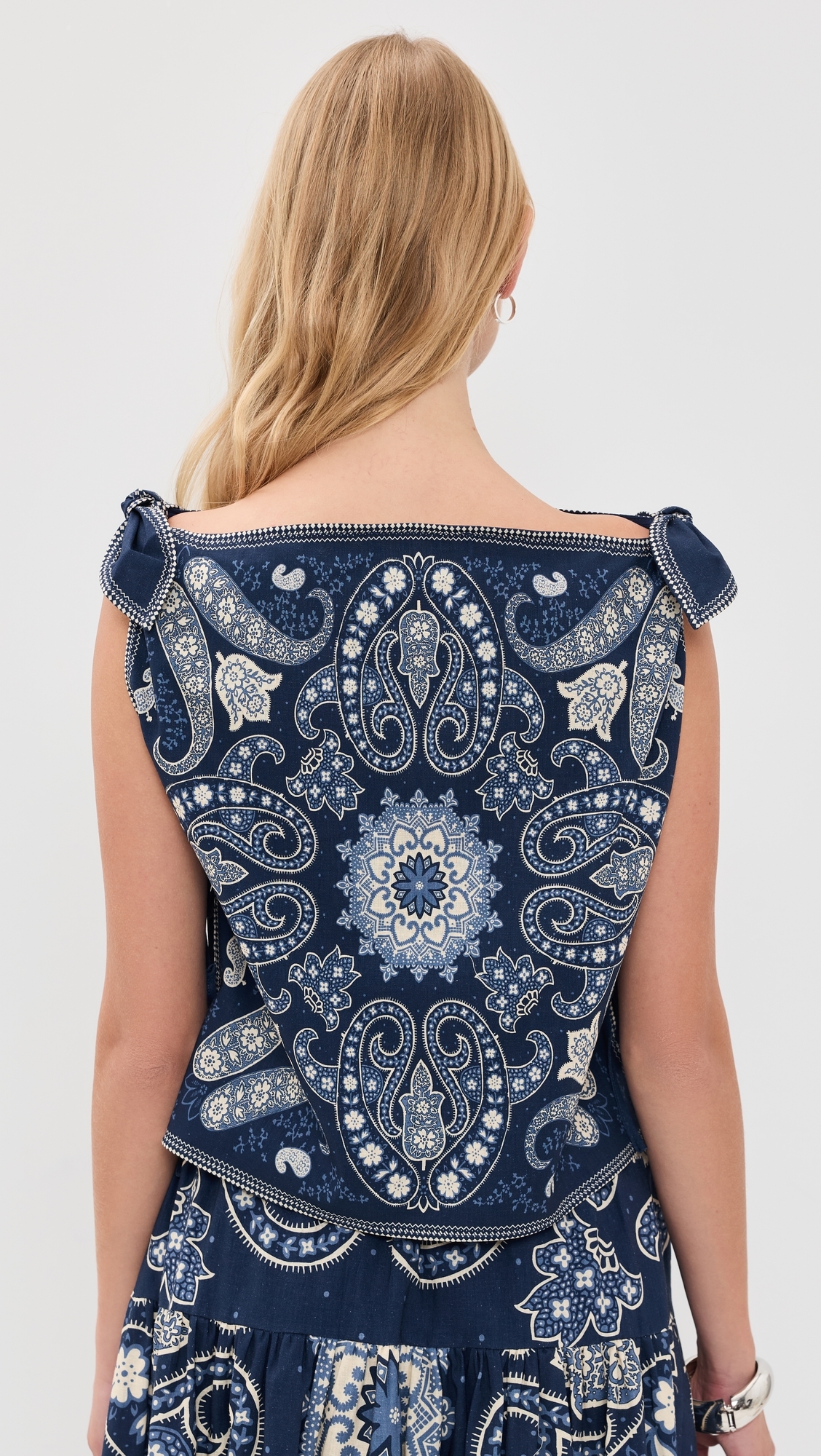 Emelina Print Sleeveless Top Navy