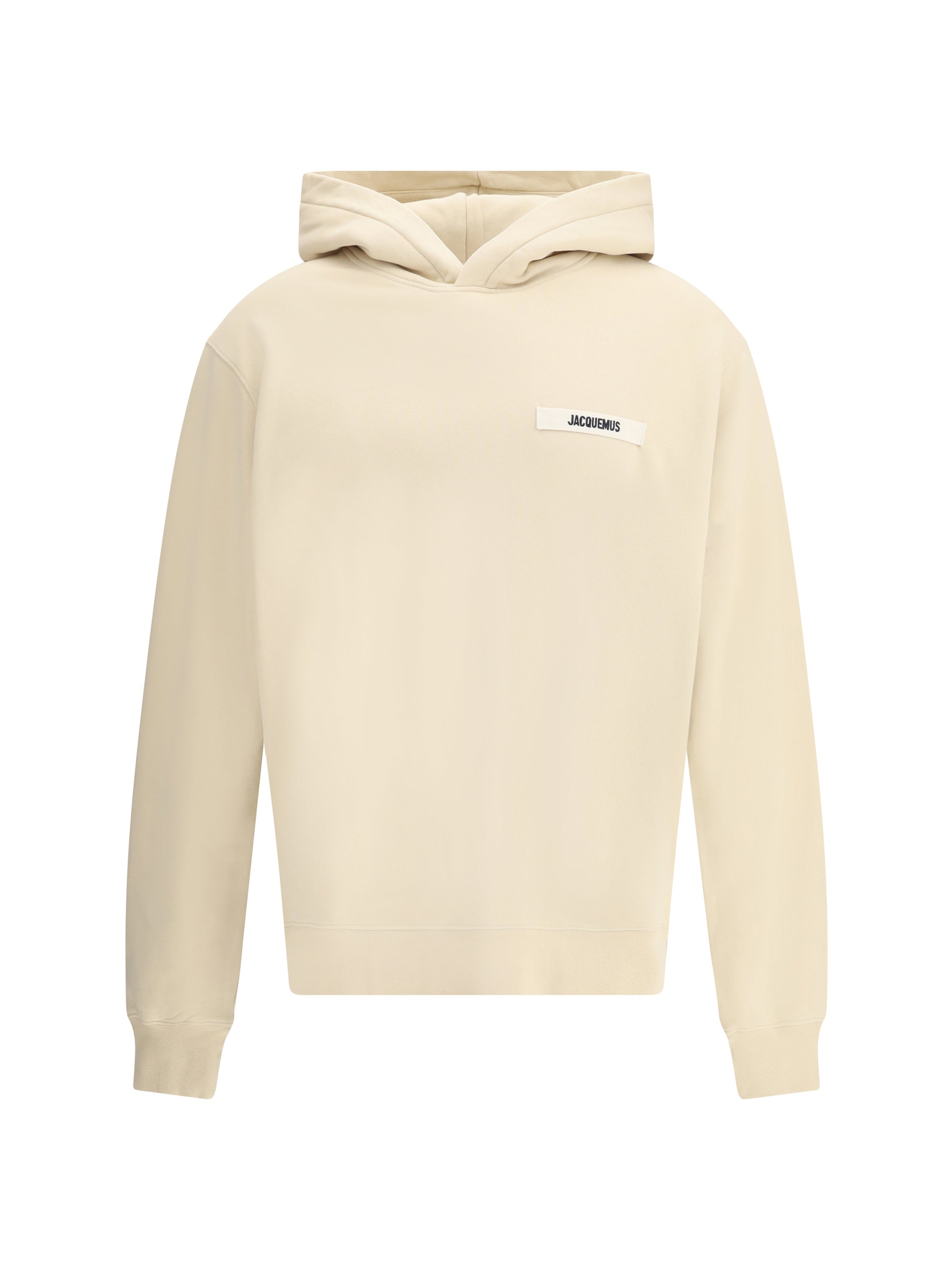 Logo-Patch Cotton Hoodie — Beige