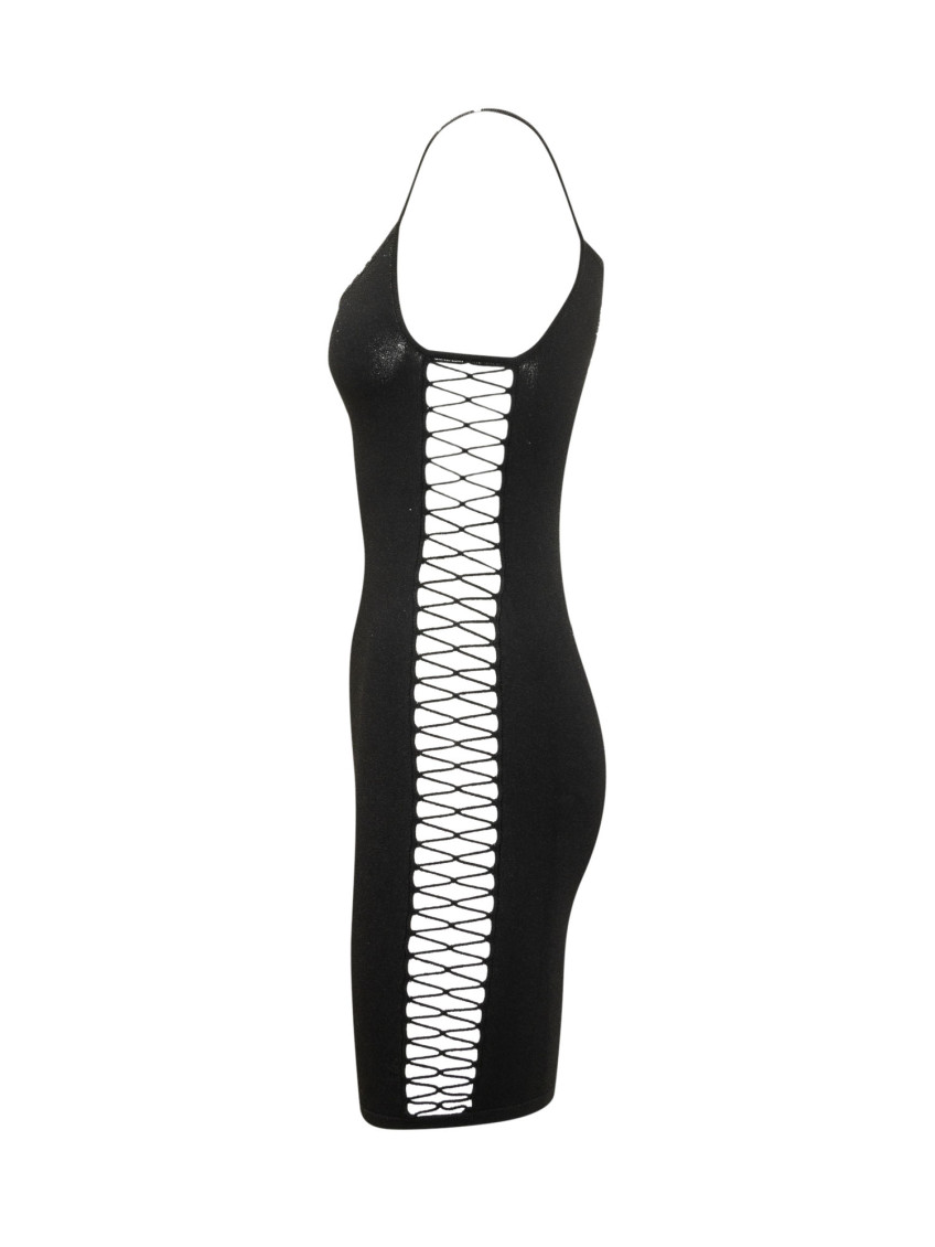 Black V Neck Sleeveless Midi Dress