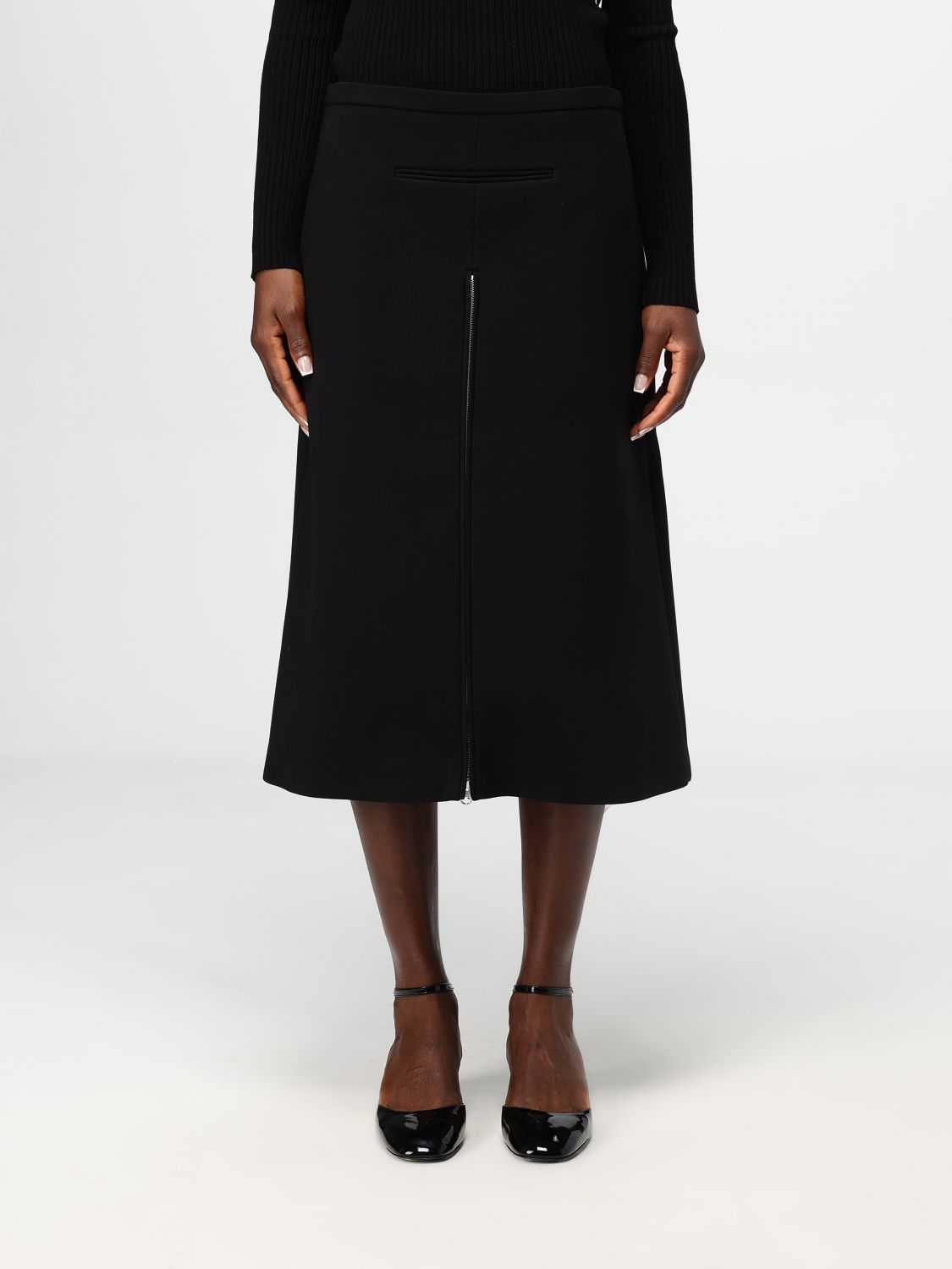 Heritage crepe-texture midi skirt - Black