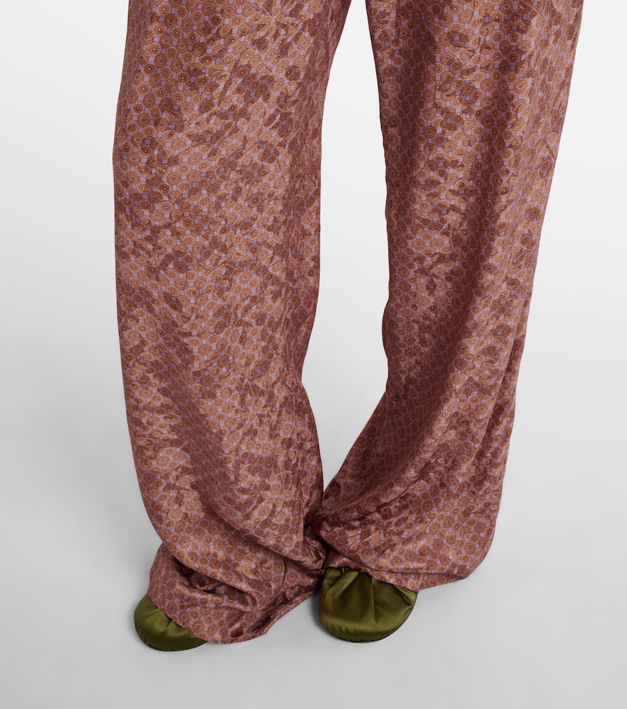 Belted printed wide-leg pants