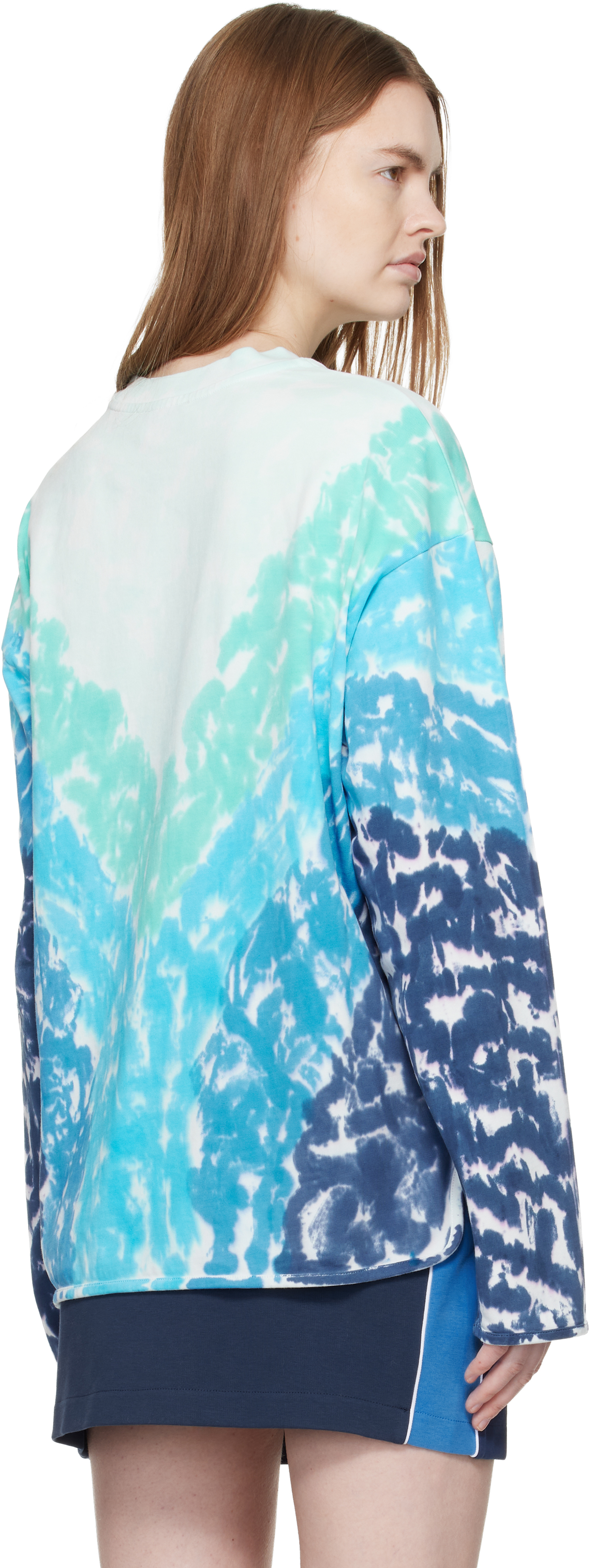 Blue Surf Lotus Tie Dye Long Sleeve T-shirt
