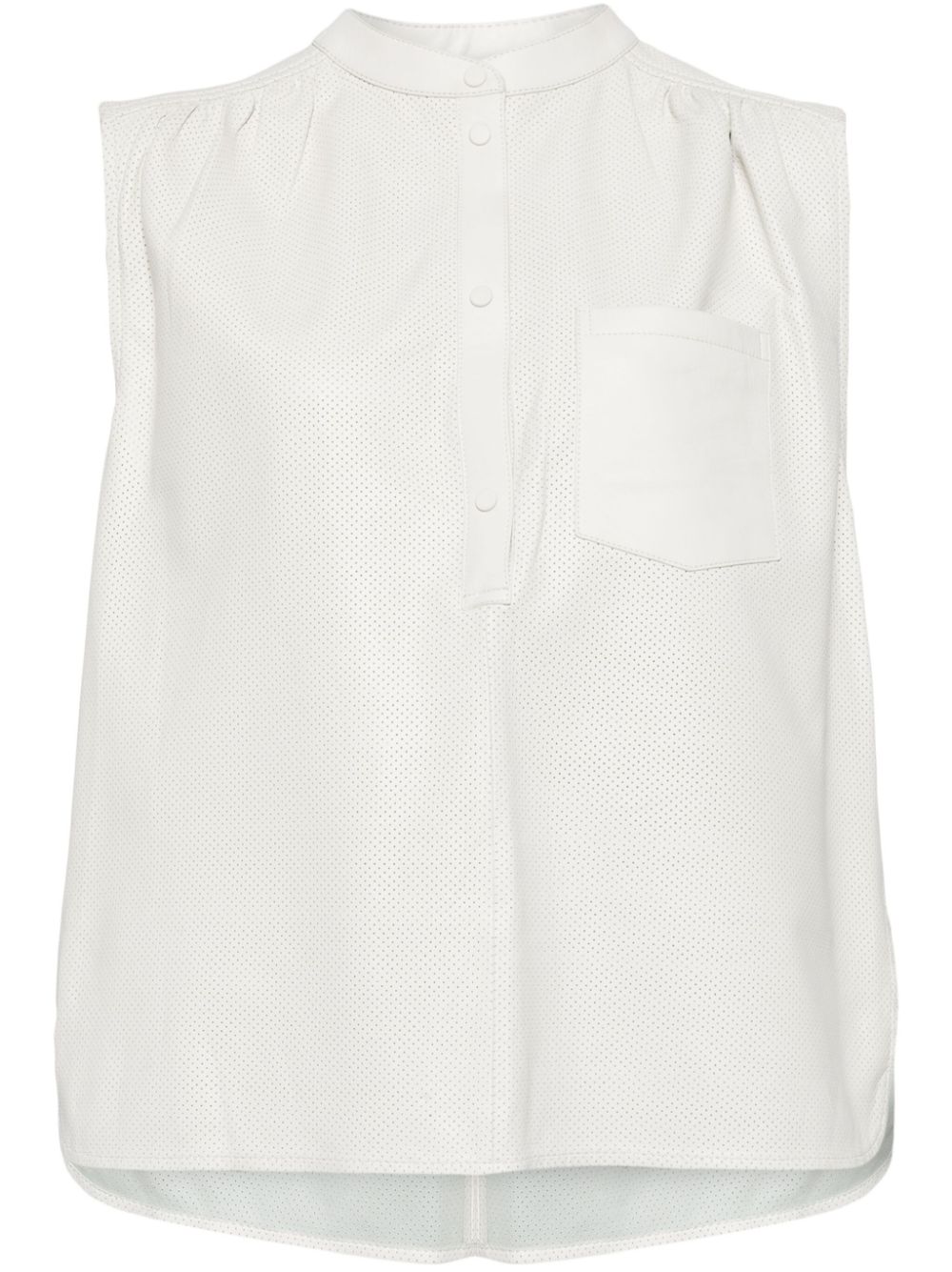Sleeveless leather blouse - Blue