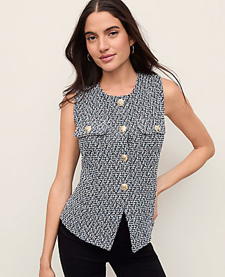 Ann Taylor The Petite Cutaway Vest in Tweed