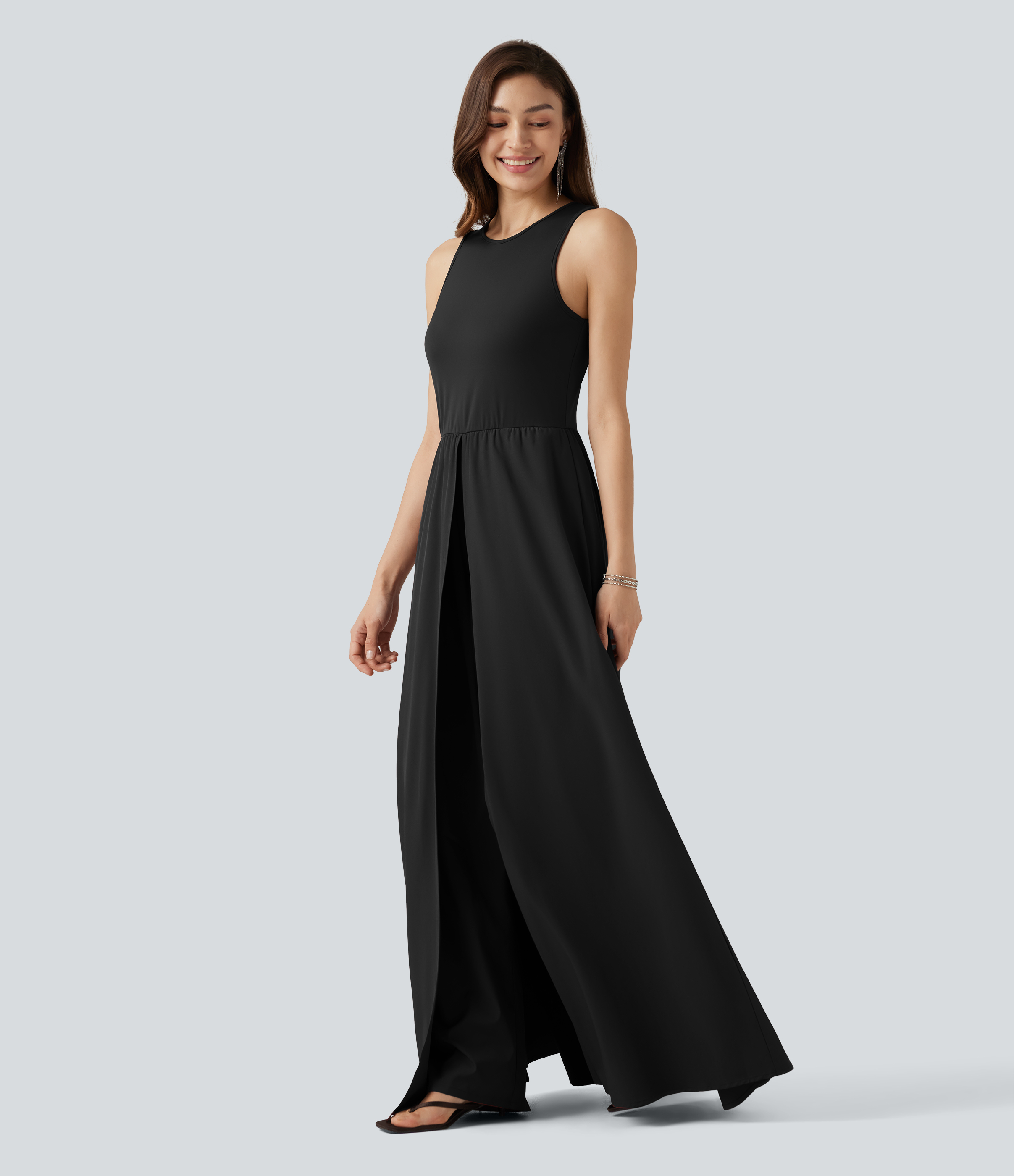 Breezeful™ Sleeveless Quick Dry Jumpsuit with Pockets-Easy Peezy Edition  - Black