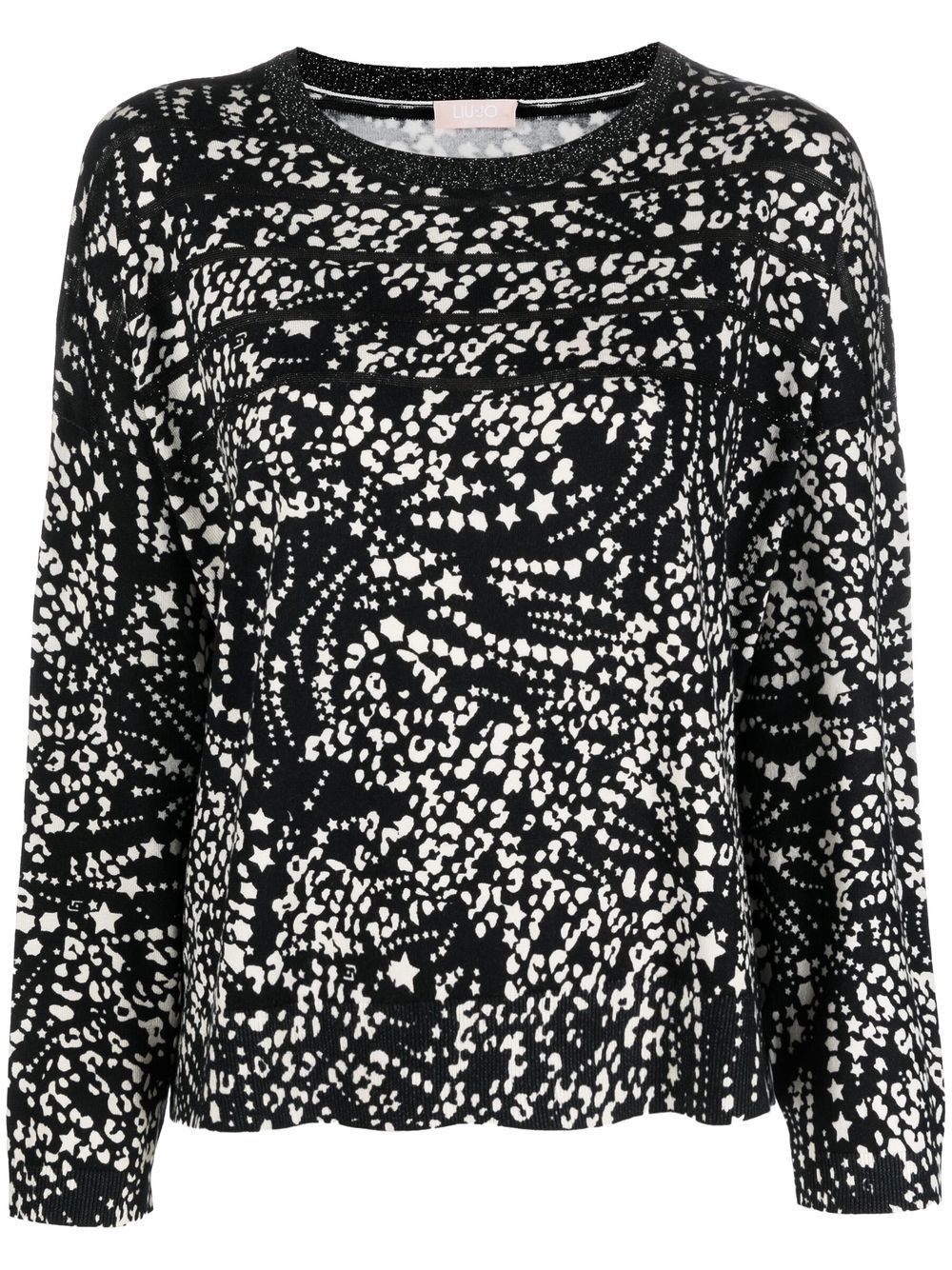 Star-print lurex-detail jumper - Black