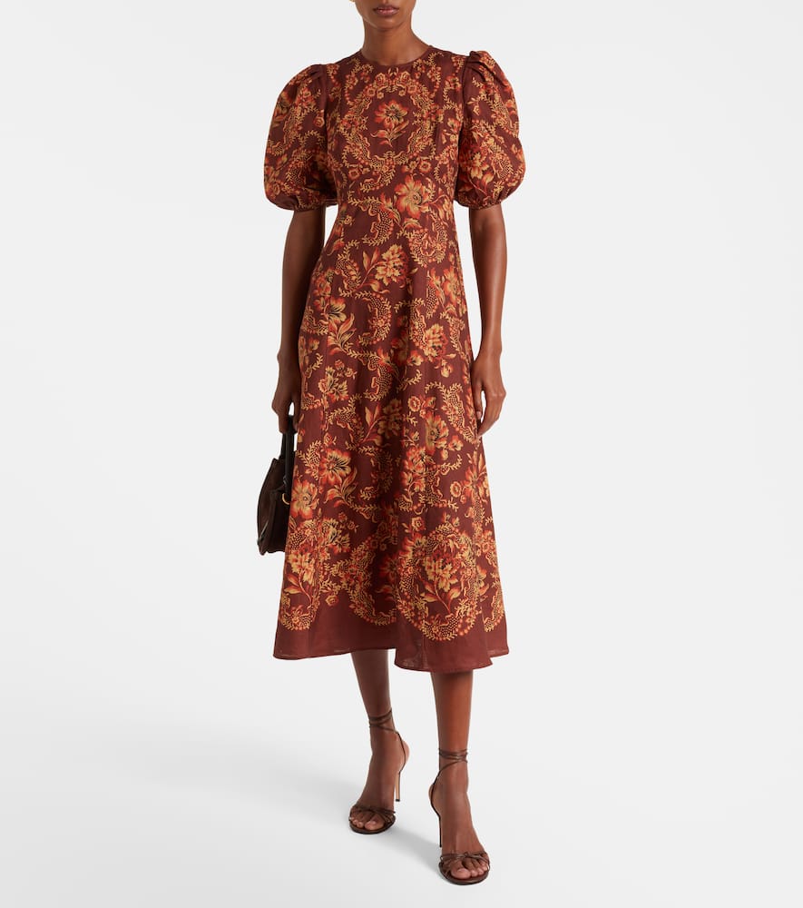 Alémais Seraphina printed linen midi dress
