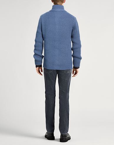 Man Cardigan Slate blue Size M Merino Wool, Polyamide